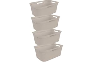 ‎ROTHO Rotho Brisen 4er-Set Wäschekorb 40l, Kunststoff (PP) BPA-frei, blau, 4 x 40l (59.6 x 39.6 x 23.2 cm)… (Beige)