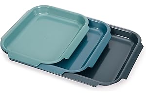 ‎JOSEPH JOSEPH Joseph Joseph Nest™ Bake Zestaw Blach 3 szt., Nieprzywierające, Stal Węglowa, Łatwe Uchwyt, Oszczędzające Miejsce, 10 Lat Gwarancji