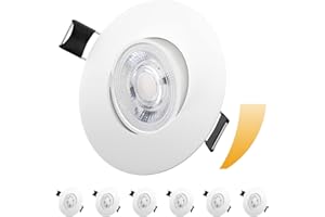 ‎ADDLON addlon 6er Set Led Einbaustrahler Dimmbar, 36° Schwenkbar LED Spots 230V Ultra Flach 5W 450lm IP44 Bad Einbauleuchten Warmweiß 3000K Deckenspots für Badezimmer Küche Wohnzimmer, Loch 75mm-80mm