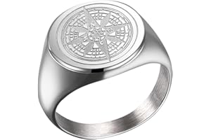 Joliernelle Mens Compass Ring 18K Gold Plated/Stainless Steel Solid Signet Ring Size O to Z