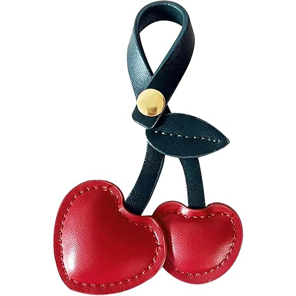 Thinp 2 stuks glitter kersenzak charme met 2 soorten sleutelhanger en clip kersenzak bedels portemonnee bedels handtassen sprankelend rood metalen accessoire voor vrouwen meisjes verjaardag