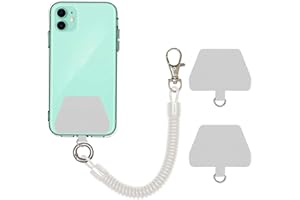 COCASES Handykette mit flexiblem Spiralkabel, universale Lanyard Schlüsselband Schlüsselanhänger kompatibel mit iPhone/Samsung/Huawei(2 Einlagen, Durchsichtig)