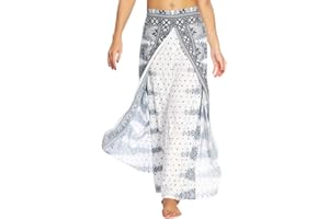 Nuofengkudu Donna Hippie Lunghi Pantaloni con Spacco Gamba Larga Yoga Pantalone Spiaggia