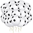 Ainiv 20 Pcs Football Balloons, 12 Inch Black White Soccer Latex Balloons, World Cup Theme Party Supplies Balloons for Sport Theme Party, Kids Birthday Party, Football Fans Party Bag Fillers