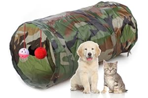 Morbuy Cat Tunnel Tube Pet Toy, Collapsible Pet House Toy Tunnel with Ball for Cat,Puppy, Kitty, Kitten, Rabbit,Indoor or Outdoor Use (Camo)