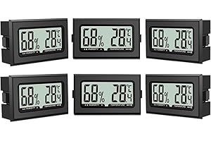 PUISENO 6 termometri, mini igrometro digitale con LCD, temperatura per interni, ufficio, soggiorno e cantina (batterie incluse)