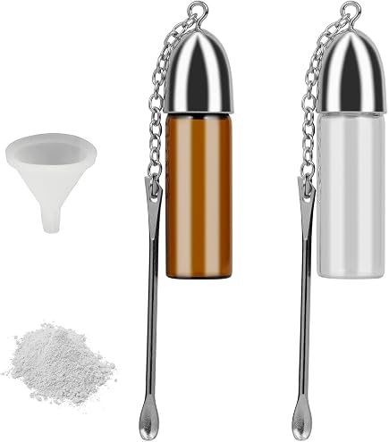 FUGLUS Set Da 3 Fiale Con Cucchiaio Telescopico E Mini Imbuti – Versatili Per Oli Essenziali, Reagenti E Polveri In Laboratorio O Cucina