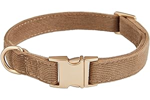 YUDOTE Ultra Soft Dog Collar Natural Cotton Cord for Medium Dogs with Sensitive Skin, Brown