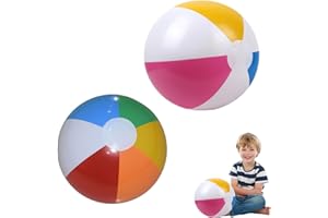 BIBITI Lot de 2 ballons de water-ball gonflables, jouets de plage, pour enfants, ballons de plage, ballons gonflables multicolores, pour activités de plein air, jeux d'eau, fête sur la plage (40 cm)