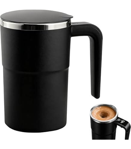TsunNee 400 ml elektrische zelfroerende koffiemok, roestvrijstalen automatische magnetische mok, automatische mengbeker voor koffie thee warme chocolademelk cacao-eiwit, wit