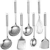 6 Set of Kitchen Utensils Stainless Steel, Spatula, Slotted Spoon, Skimmer, Kitchen Ladles, Stainless Steel, Kitchen Rods