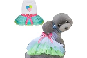 IZEFIA Hundekleid Luxus Welpenrock Hundekleidung Prinzessin Kleider Hochzeitsabendkleid Tutu Rock Rote Lippen Bowknot Kleid für Kleine Hundemädchen Grün S