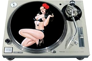 GENERIC Slipmat Slip Mat Scratch Pad Felt for any 12" LP DJ Vinyl Turntable Record Player Custom Graphical - Pin-up Girl 5 - BK