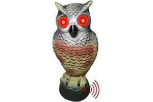 EAYOLY Búho Espantapájaros, Buho Ahuyentador De Pajaros, Palomas Repelente, Búho Realistas con Ojos Brillantes Y Sonido Aterrador, Ahuyentador De Palomas, Estatua del Búho para Decoracione Patio