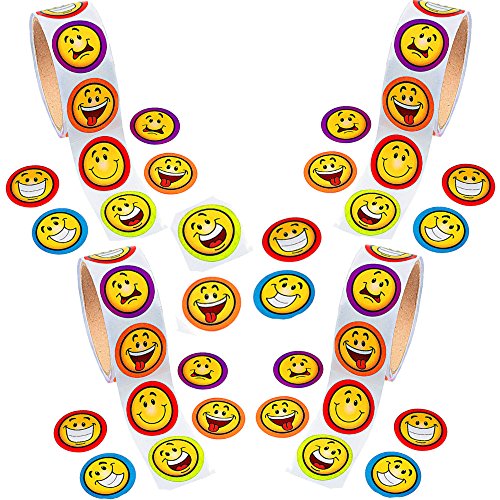 German Trendseller® – 100 x Smiley Sticker auf der XXL Rolle ┃ Grinse Gesichter ┃ Mitgebsel ┃ Diese Coolen Smileys kann man Super Stickern - 3