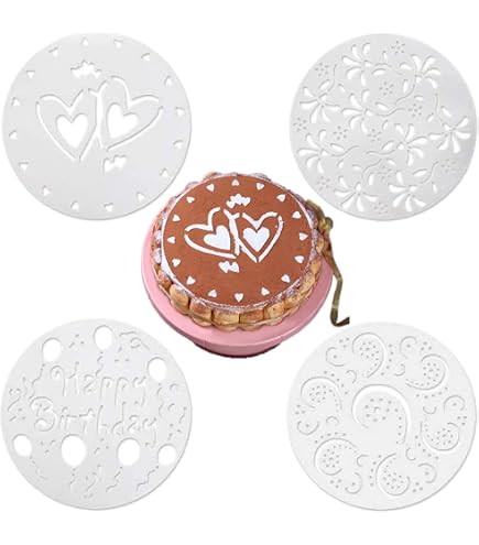 Stencil Per Torte Compleanno - 4 Pezzi, Diametro 20 Cm, Per Decorare Torte E Cupcake - Foto 11