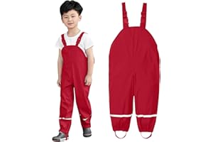 Katpost 1-11Years, Rain Pants for Kids Rain Trousers Unisex Waterproof Over Trousers Childrens Boys and Girls PU Rainwear for Outdoor Play Cute Dungarees Mud Dirty Proof Trousers