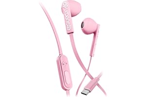 Urbanista Écouteurs filaires USB C Anti-enchevêtrement, Gestion des appels avec Microphone, entrée stéréo Filaire, entrée Bouton avec Assistant Vocal, San Francisco, Rose