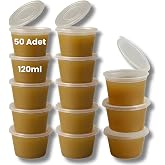 Kivela 50 Adet Sızdırmaz Mini Saklama Kabı 120 ml &ndash; Buzluk Kabı, Et Suyu, Kemik Suyu, Sos ve P&uuml;re Saklama Kabı, Kapaklı K&uuml;&ccedil;&uuml;k