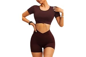 Navneet Ensemble de sport pour femme - Court - Entraînement de sport - Tenue de fitness - Haut de sport - Short rebondi - Ensemble de yoga
