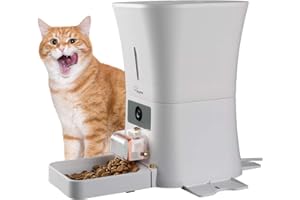 SKYMEE 8L Smart Automatic Pet Feeder Food Dispenser for Cats & Dogs - 1080P Full HD Pet Camera Treat Dispenser with Night Vision And 2-Way Audio, Wi-Fi Enabled App for iPhone And Android(AI-B20 PRO)
