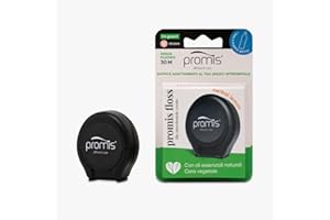 Promis Floss - Filo Interdentale Espandibile Cerato, Adattamento Interdentale Delicato, Testato Clinicamente, Oli Essenziali, Senza Fluoro, 100% Vegano, Riciclato (black ocean)
