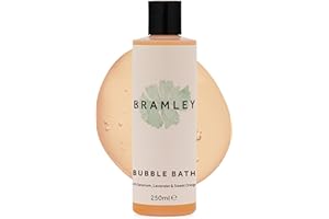 BRAMLEY PRODUCTS Bramley Bubble Bath (250ml), Lavender Bath Soak with Geranium & Sweet Orange Essential Oils, Vegan Natural Bubbles to Gently Cleanse & Soften