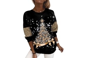 HAXNOHEY Pull de Noël Femme Moche Sweat de Noel Femme Ugly Christmas Sweat de Noël Femme Lumineux Grande Taille Rigolo Moche Oversize Pullover Sweatshirt Sweat-Shirt Noel Pull-Over de noël Femme