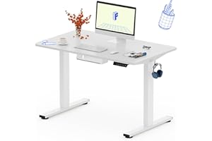 FLEXISPOT 100X60cm Escritorio Elevable Eléctrico con Tablero Entero, Standing Desk, Mesa Elevable Escritorio de Elevable con 4 Opciones de Memoria Inteligente para Oficina y Hogar(Blanco)