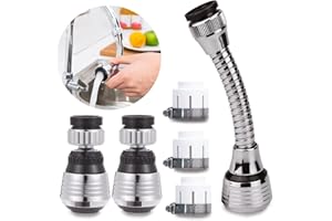 SHAO HUA 3 Pièces Robinet d'eau pivotante,Tête De Robinet De Cuisine Mobile 360 Degrés,2 Modes Réglable Douche Tête Filtre Pulvérisateur,Aérateur de cuisine,Robinet de Cuisine,Rallonge de robinet de Cuisine