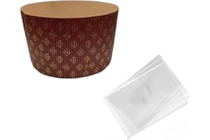 OPIROS Stampi Per Panettone Alto Rigato Ondulato Pirottini In Carta Per Cottura Forno Lievitati Dolci Di Natale (Pz. 5 Stampi + Pz. 5 Buste, Kg. 1)