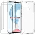LYZXMY Cover per Realme C21 Custodia Silicone + 3Pcs Pellicola Protettiva in Vetro Temperato Morbido TPU Flessibile Trasparen