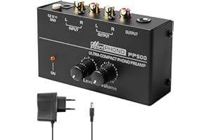 GBKDQQ Phono - Tocadiscos preamplificador, tocadiscos negro, amplificador estéreo con sistemas de exploración MM, preamplificador fonográfico para tocadiscos, amplificador estéreo con nivel, entrada y salida