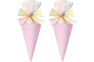 Vlecexs Schultüten Jungen Zuckertüte Mädchen Klein Zuckertüten Schultüte Baumwolle Kleine Schultüte Regenbogen Bastelset Geschwisterkind Teenager Einschulung Schultüte (Rosa+Rosa)