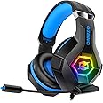 Cuffie Gaming PS4 PS5 PC Xbox One, Cuffie con Microfono Cancellazione del Rumore, 3D Surround Sound, Cuffie Comfort con LED R