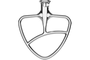 GVODE Batteur Plat en Acier Inoxydable pour KitchenAid, Accessoire de Crochet pour Kitchen Aid avec Tête Inclinable, Convient aux Bols de 4,5 à 5 QT, Lavable au Lave-vaisselle