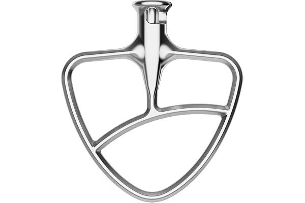 GVODE Batteur Plat en Acier Inoxydable pour KitchenAid, Accessoire de Crochet pour Kitchen Aid avec Tête Inclinable, Convient aux Bols de 4,3 et 4,7/4,8L, Lavable au Lave-vaisselle