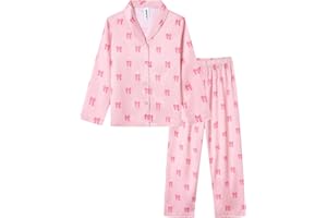 Ewbob Schlafanzug Mädchen Kinder,Niedliche Pyjamas Sets,Satin Pyjama für Mädchen 5-14 Jahre