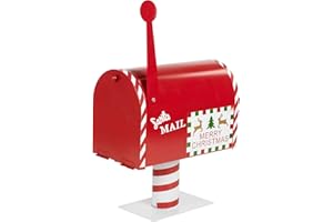 URBNLIVING Boîte aux lettres vintage en métal avec Père Noël rouge et blanc