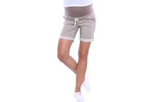 MijaCulture Krótkie dżinsy szorty ciążowe z paskiem na brzuch na lato 4122