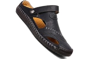 GSNOW Sandalen Herren Leder Strand Hausschuhe Wandersandale Outdoorschuhe Sommer Trekkingschuhe Pantoletten Slipper Clogs