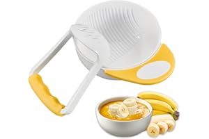 VLYX Triturador de comida de bebé, bebé tazón de puré con mango largo antideslizante y varilla de molienda fácil de usar tazón de puré conveniente bebé tazones de fuente de puré de comida de bebé Set