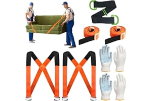 Jonuin 9 Pcs 2-Person Lifting Straps for Movers, Adjustable Moving Straps with Single Person Furniture Lifting Strap, 2 Pairs Gloves, 600 lbs Load Capacity, Moving Strap for Heavy Object Furniture