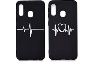 DiaryTown 2X Kompatibel mit Samsung Galaxy A20e Hülle Silikon, Galaxy A20e Handyhüllen Weich Muster Schwarz Schutzhülle Cases Dünn TPU für Mädchen Frauen Jungen, Liebes Herzschlag