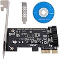 Richer-R PCI-E SATA Card, PCI-E Cards PCI Express to SATA 3.0 2-Port SATA III 6Gbps Expansion Adapter Boards with Full Speed of 6GBPS Bandwidth Transmission