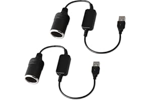 Xahpower 2PCS USB to 12V Car Cigarette Lighter, Cigarette Lighter Adapter Socket Female Converter Adapter Cord for Driving Recorder DVR Dash Camera GPS