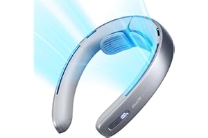 JISULIFE Neck Fan Pro, wentylator bezłopatkowy 100 prędkości, przenośny wentylator, bezstopniowa gałka, wyświetlacz LED, osobisty wentylator 5000 mAh, mini zestaw głośnomówiący, zasilany baterią USB, wentylator do noszenia, szary