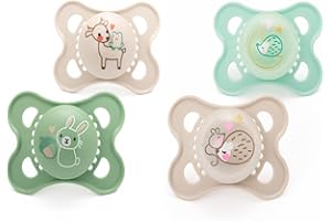 MAM Original Day & Night Soothers | 0-6 Months | 4 Pack | Includes 2X Glow in The Dark Dummies | Orthodontic Design | Baby Accessories | Pink (Various Designs)