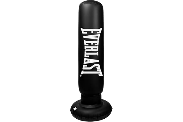 Everlast Oberoende uppblåsbar boxningssäck med linssystem och luftpump, stabil vattenbas boxningsträningsutrustning för barn hållbar PVC-fotväska för fitness och