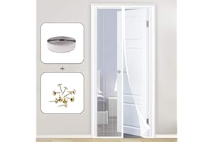AMZERO Zanzariera Magnetica Finestra, 160x240cm Zanzariera Porta Finestra Impedendo agli Insetti di Entrare Chiudi Automaticamente per Porte d'IngressoPorte Cortili, Bianco A